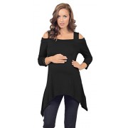 Women's Maternity Cold Shoulder Long Sleeve Unbalanced Wide Hem Tunic Top - Košulje - kratke - $14.99  ~ 95,23kn