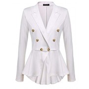 Women's Peplum Blazer One Button Crop Frill Ruffle Hem High Low Work Blazer - Košulje - kratke - $25.90  ~ 164,53kn