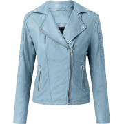 Womens Quilted Blue Leather Jacket - Jacket - coats - $252.00 