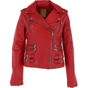 Womens Red Motorcycle Biker Leather Jack - Jacket - coats - $224.00 