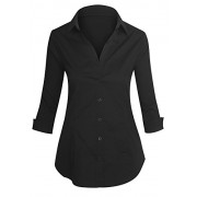 Women's Roll Up 3/4 Sleeve Button Up Collared Shirts with Stretch - Košulje - kratke - $8.99  ~ 57,11kn