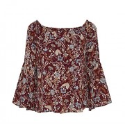 Women's ¾ Sleeve Peasant Top with Flare Sleeve Detail Blouse - sukienki - $12.99  ~ 11.16€