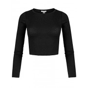 Women's Solid Basic Long Sleeve Ribbed Crew Neck Crop Top - Košulje - kratke - $9.99  ~ 63,46kn