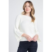 Women's Solid Knit Bell Sleeve Sweater - Puloverji - $31.00  ~ 26.63€