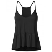 Women's Solid Swing Fit Stretchy Spaghetti Strap Fit Flare Waist Tank Top - Shirts - $7.98 