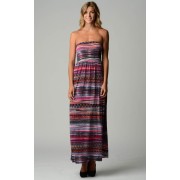 Women's Stripe Pattern Strapless Maxi Dress - Dresses - $19.50 