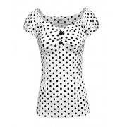 Womens Vintage Cap Sleeve Polka Dot Blouse Cocktail Party Casual Shirt Tops - Camicie (corte) - $9.98  ~ 8.57€