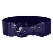 Women's Vintage Solid Color Wide Elastic Stretchy Retro Cinch Belt, Navy Blue, Medium - Accesorios - $3.99  ~ 3.43€