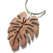 Wood pendant Monstera Large wood necklac - Obeski - $24.99  ~ 21.46€