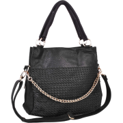 Woven Pattern Décor Chain Top Double Handle Office Tote Satchel Shopper Hobo Handbag Purse Shoulder Bag - Hand bag - $42.50 