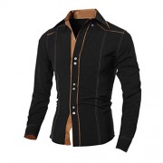 YANG-YI Mens Fashion Personality Shirt Casual Long-sleeved Shirt Top Blouse - Košulje - duge - $7.57  ~ 48,09kn