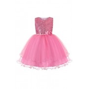 YMING Girls Flower Sequin Dress Princess Party Tutu Sleeveless Maxi Dress - Dresses - $33.99 