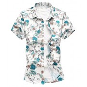 Yayu Men's Casual Short Sleeve Lapel Print Button Down Dress Shirt Top - Dresses - $18.34 