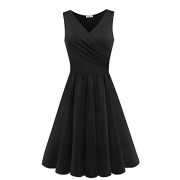 Yeslife Women's Elegant V-Neck Sleeveless Summer Casual Midi Dress - Dresses - $49.99 