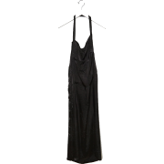 Yohji Yamamoto Black Silk Apron Dress - sukienki - 