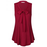 Youtalia Womens Knitted Tops Bow Tie V Neck Sleeveless Blouse Shirts - Shirts - $36.98 