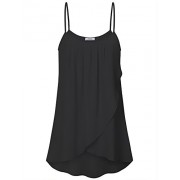 Youtalia Womens Summer Tank Top Casual Pleated Layered Chiffon Blouse Cami Shirt - Shirts - $38.98 
