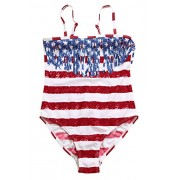 Ytwysj Girl's 4th July American Flag Print Striped Star Tassel Little Girl Swimsuit Bikinis One Piece Swimwear - Trajes de baño - $11.59  ~ 9.95€