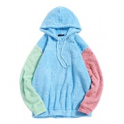 ZAFUL Men's Color Block Fuzzy Hoodie Drawstring Fluffy Fleece Pullover Hoodie - Košulje - kratke - $19.99  ~ 126,99kn