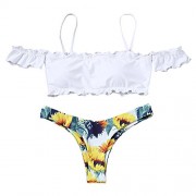 ZAFUL Off Shoulder Swimsuits for Women Two Pieces Floral Padded Beachwear Bikini Sets - Fato de banho - $8.99  ~ 7.72€