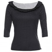 ZAFUL Woman Vintage Top Ruffled Collar Three Quarter Sleeve Casual Top Tee T-Shirt - Top - $9.99 