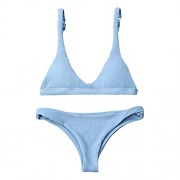 ZAFUL Women Padded Scoop Neck 2 Pieces Push Up Swimsuit Revealing Thong Bikinis V Bottom Style Brazilian Bottom Bra Sets - Accessories - $15.99 