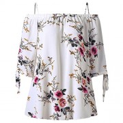 ZAFUL Women Plus Size Floral Classic Straps Cold Shoulder Regular Sleeve Blouse Shirt Top - Košulje - kratke - $19.99  ~ 126,99kn