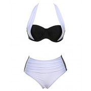 ZAFUL Women Push up Padded Bra Bikini Set Halter Tops Swimsuit Vintage Ruched Bathing Suits - Kostiumy kąpielowe - $15.99  ~ 13.73€
