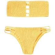 ZAFUL Women Sexy Bikini Cut Out Swimsuit Ladder Cut Bandeau Smocked Bikini Set - Kostiumy kąpielowe - $11.55  ~ 9.92€