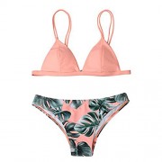 ZAFUL Women Sexy Leaf Print Padded Push-up Bandage Bikini Set Bathing Suit Swimsuit Coverups - Swimsuit - $5.99 