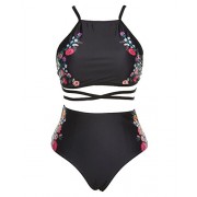 ZAFUL Women Sexy Swimwear Bandage Double-Sided Bikini Set Floral Print Push-up Bathing Suit Swimsuit - Kostiumy kąpielowe - $6.99  ~ 6.00€