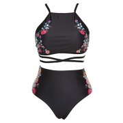 ZAFUL Women Sexy Swimwear Bandage Double-Sided Bikini Set Floral Print Push-up Bathing Suit Swimsuit - Fato de banho - $6.99  ~ 6.00€