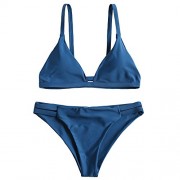 ZAFUL Women Solid Two Piece Padded Triangle Swimwear Bikini Set Cutout Strappy Bathing Suits - Kostiumy kąpielowe - $9.99  ~ 8.58€