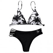 ZAFUL Women Spaghetti Straps Coco Print Classic Padded Push Up Wrap Side Triangle Bikini Swimsuits - Kostiumy kąpielowe - $21.99  ~ 18.89€
