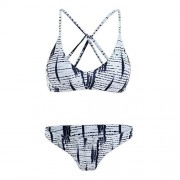 ZAFUL Women Striped Floral Strappy Bandage Criss Cross Bikini Sets 2PCS Swimsuits Beachwear - Fato de banho - $11.99  ~ 10.30€