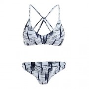 ZAFUL Women Striped Floral Strappy Bandage Criss Cross Bikini Sets 2PCS Swimsuits Beachwear - Kostiumy kąpielowe - $11.99  ~ 10.30€