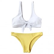 ZAFUL Women's 2PCS Swimsuits Knotted Bralette Bikini Top and Bottoms - Swimsuit - $24.99 