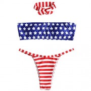 ZAFUL Women's American Flag Bandeau Bikini Sets Swimwear Bathing Suits - Swimsuit - $16.49 