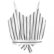ZAFUL Womens Basic Crop Tank Top, Stripes Bowknot Cut Out Cropped Tank Top - Top - $21.99 
