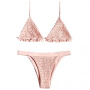 ZAFUL Women's Bralette Smocked Ruffles Bikini Set - Kostiumy kąpielowe - $25.99  ~ 22.32€
