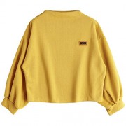ZAFUL Women's Casual Lantern Sleeve Slash Neck Badge Patched Sweatshirt Pullover Tops - Top - $13.99 