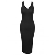 ZAFUL Women's Casual Scoop Neck Slim Fit Sleeveless Stretchy Tank Midi Long Dress - Swimsuit - $5.99 