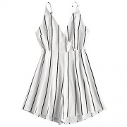 ZAFUL Women's Cute Cami Striped Playsuit Pleated Breezy Shorts Daily Wear - Badeanzüge - $21.99  ~ 18.89€