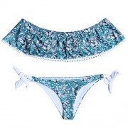 ZAFUL Women's Cute Ruffles Strapless Swimsuit Crop Top Floral Flounce Bikini Set - Kostiumy kąpielowe - $27.99  ~ 24.04€