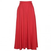 ZAFUL Women's Plus Size Fashion Chiffon Elastic Waist Skirt Pleated Maxi Beach Flare Colored Skirts - Skirts - $29.99 