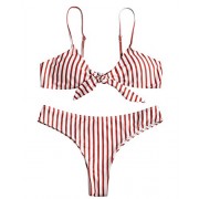 ZAFUL Women's Sexy Bikini Set Tie Knot Front Thong 2 Pieces Swimsuit Beach Swimwear Bathing Suit - Swimsuit - $16.99 