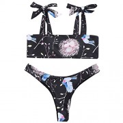 ZAFUL Women's Sexy Bow-Knot Straps Padded Top Nest Print Tied Thong Bikini Set - Kostiumy kąpielowe - $24.99  ~ 21.46€