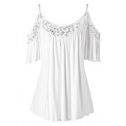 ZAFUL Womens Shirts Plus Size Lace Patchwork Tops Blouse Short Sleeve Tees - Top - $5.99 