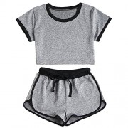 ZAFUL Women's Sports Gym Crop Top and Shorts Set 2 Piece Tracksuit - Camiseta sem manga - $19.49  ~ 16.74€