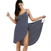 ZAFUL Women's Striped Beach Coverup Dress Swimsuits Spaghetti Strap Sexy Backless Bikini Wrap Dress - Kostiumy kąpielowe - $19.99  ~ 17.17€